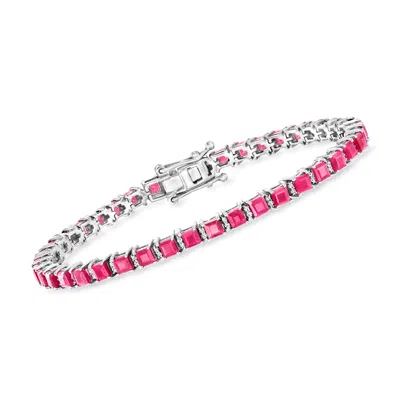 Ross-simons Ruby And . Diamond Tennis Bracelet In Sterling Silver In Red