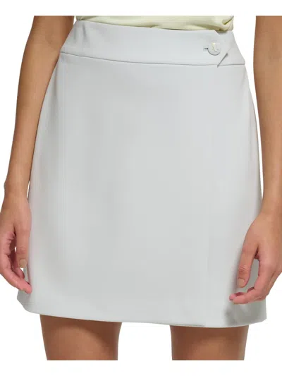 Calvin Klein Petites Womens A-line Mini Wrap Skirt In White