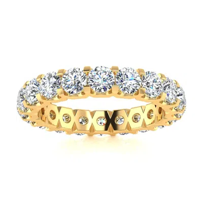 Sselects 14 Karat Yellow Gold 3 Carat Round Lab Grown Diamond Eternity Ring In Silver
