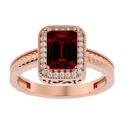 Sselects 2 Carat Antique Style Ruby And Diamond Ring In 14 Karat Rose Gold In Red