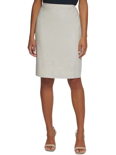 Calvin Klein Womens Above Knee Pinstripe Pencil Skirt In Beige
