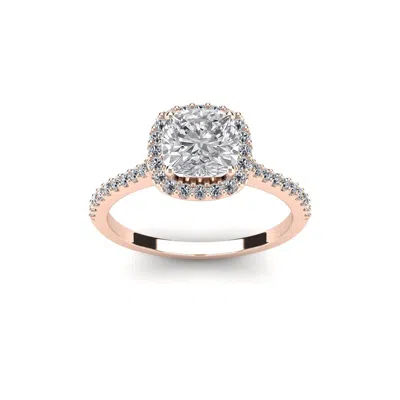 Sselects 1 1/2 Carat Cushion Cut Halo Lab Grown Diamond Ring In 14k Rose Gold In Silver