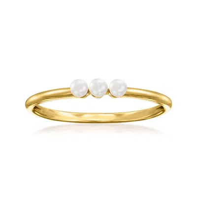 Rs Pure By Ross-simons 2-2.5mm Cultured Pearl Trio Ring In 14kt Yellow Gold In Silver