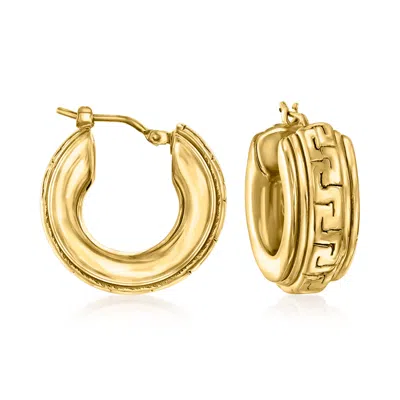 Ross-simons Italian 18kt Gold Over Sterling Greek Key Hoop Earrings