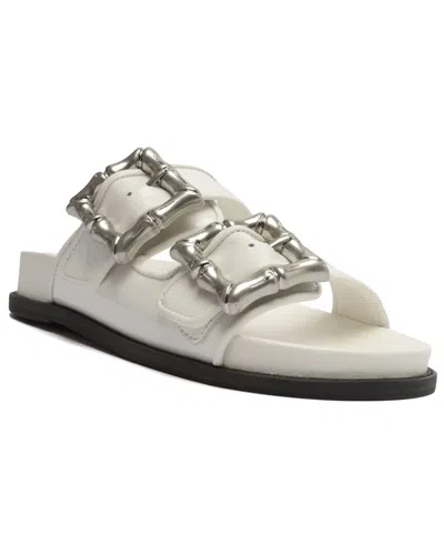 Schutz Enola Casual Sporty Leather & Patent Flat In White