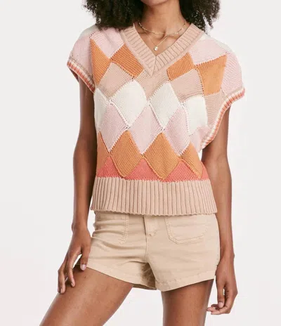 Another Love Ashby Sweater Vest In Sunburst Argyle In Pink