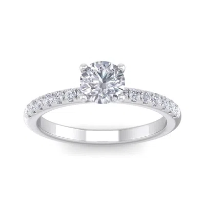 Sselects 1 Carat Round Shape Classic Lab Grown Diamond Engagement Ring In 14 Karat White Gold In Silver