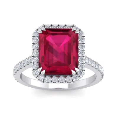 Sselects 7 1/2 Carat Ruby And Diamond Ring In 14 Karat White Gold In Red