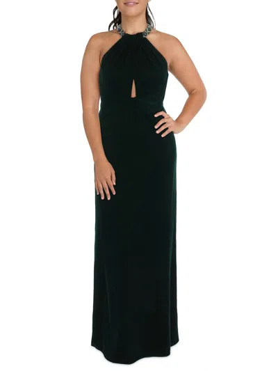 Lauren Ralph Lauren Womens Velvet Embellished Evening Dress In Black