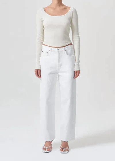 Agolde Low Slung Baggy Jean In Milkshake In White