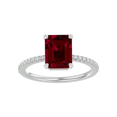 Sselects 3 Carat Ruby And Diamond Ring In 14 Karat White Gold In Red