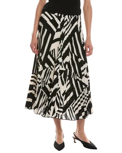 Anne Klein Pleated Abstract Print Skirt In White