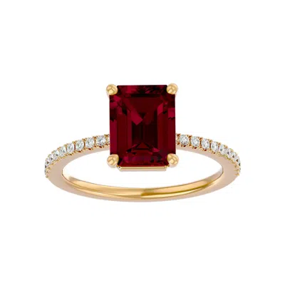 Sselects 3 Carat Ruby And Diamond Ring In 14 Karat Yellow Gold In Red