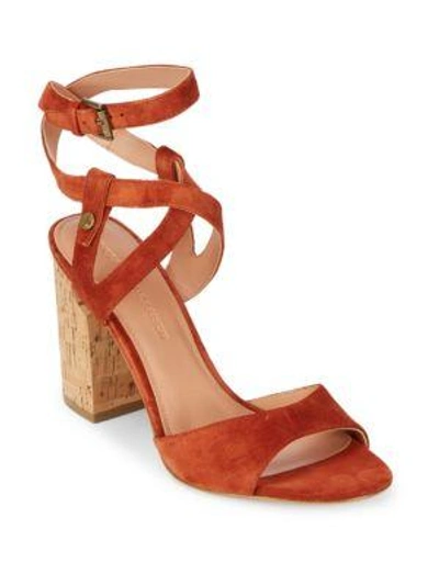 Sigerson Morrison Paulina2 Block Heel Suede Sandals In Red