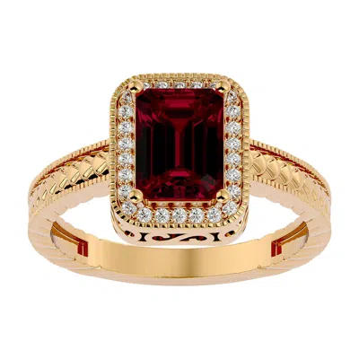 Sselects 2 Carat Antique Style Ruby And Diamond Ring In 14 Karat Yellow Gold In Red
