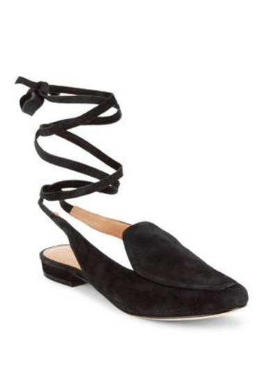 Sigerson Morrison Ankle-tie Leather Shoes In Black