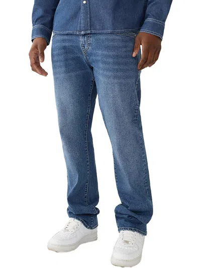 True Religion Ricky Mens Relaxed Whisker Wash Straight Leg Jeans In Blue