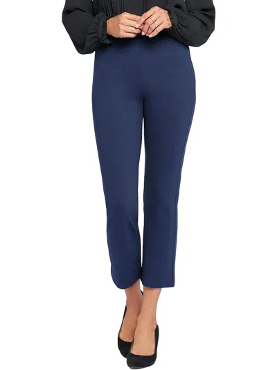 Nydj Womens Straight Leg Pull On Cropped Pants In Blue
