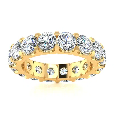Sselects 14 Karat Yellow Gold 5 Carat Round Lab Grown Diamond Eternity Ring In Silver