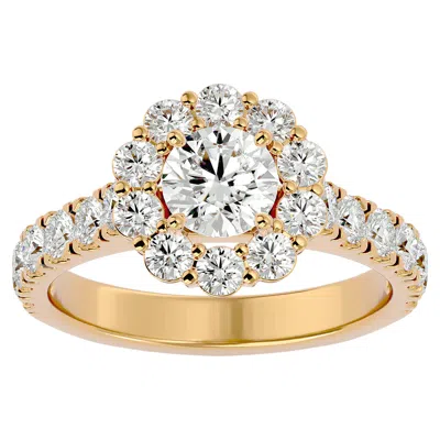 Sselects 2 Carat Halo Lab Grown Diamond Engagement Ring In 14 Karat Yellow Gold In Silver