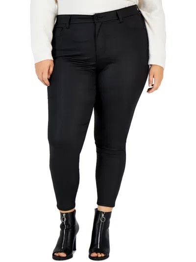 Celebrity Pink Plus Womens High Rise Coated Skinny Pants In Black