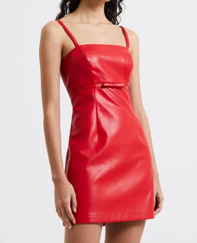 French Connection Crolenda Pu Bow Dress In Royal Scarlet In Red