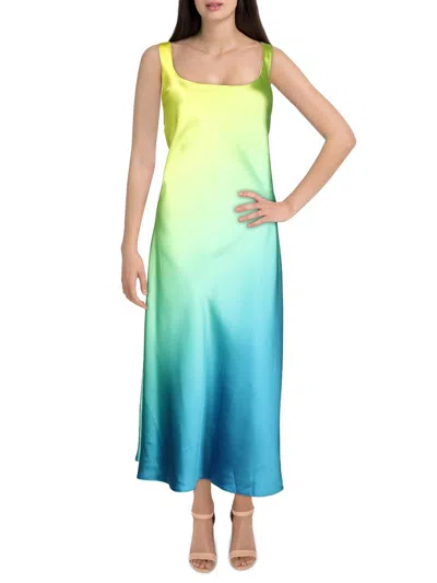 Lauren Ralph Lauren Womens Satin Ombre Midi Dress In Blue