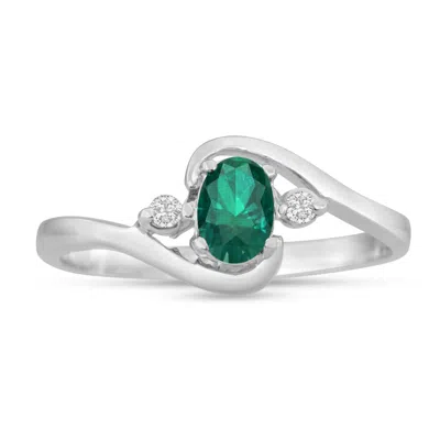 Sselects 1/2ct Emerald And Diamond Ring In 14k White Gold In Green