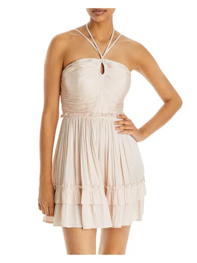 Aqua Womens Strappy Mini Cocktail And Party Dress In Beige
