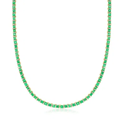 Ross-simons Emerald And . Diamond Tennis Necklace In 18kt Gold Over Sterling In Green