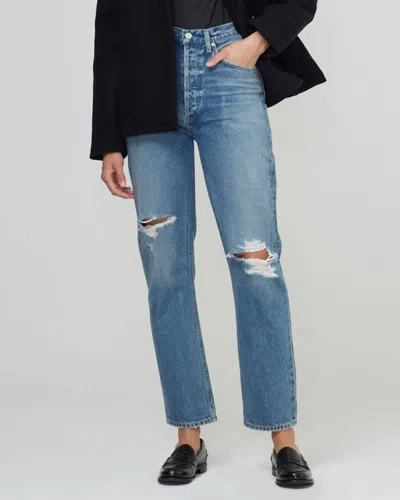 Citizens Of Humanity Sabine High Rise Straight Jean In Gretta In Blue