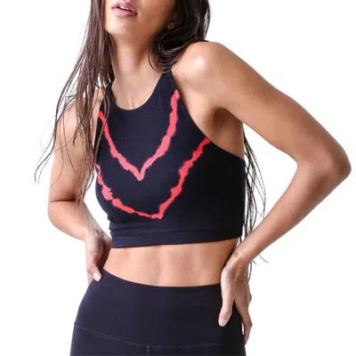 Electric & Rose Grayson Chevron Crop Top In Onyx/cherry In Blue