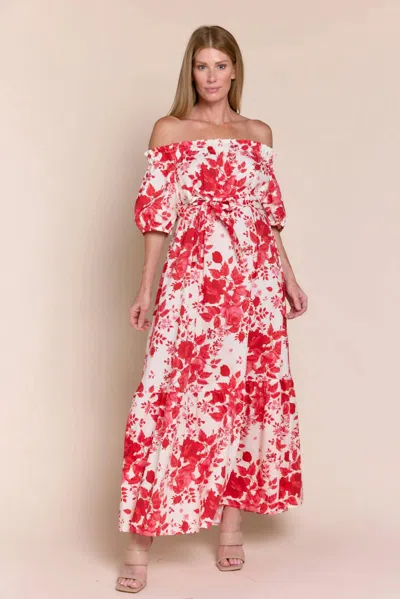 Sofia Collections Rosa Aria Dress In Red And White In Pink