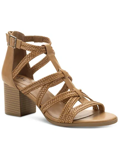Style & Co Josettee Womens Faux Leather Braided Strappy Sandals In Brown