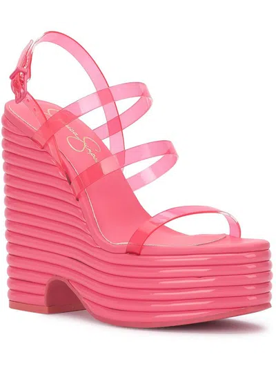 Jessica Simpson Cholena Womens Strappy Buckle Platform Sandals In Pink