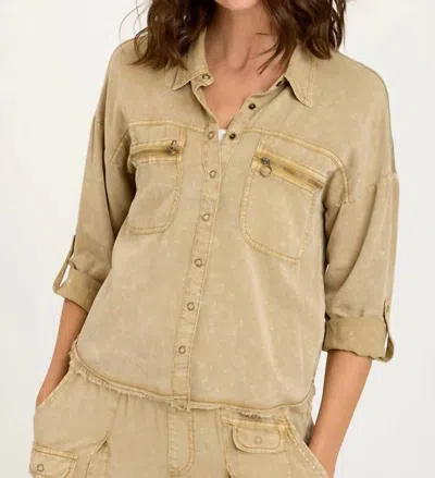 Xcvi Kapp Button-up Shirt In Distress Wash Linwood In Green