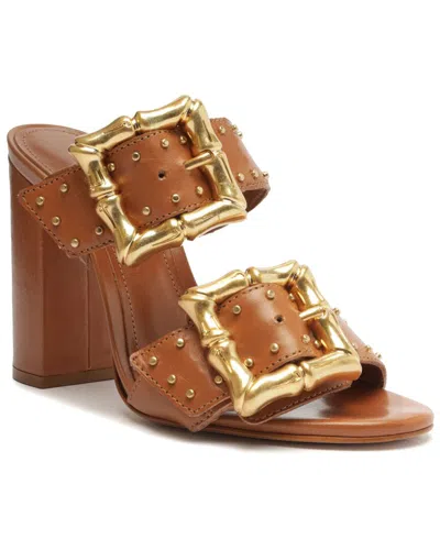 Schutz Enola Studs Leather Sandal In Gold