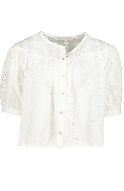 Bishop + Young Cleo Eyelet Blouse In Ivory In White