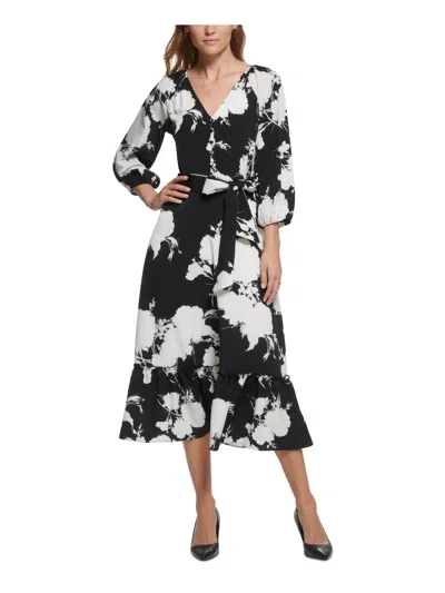 Karl Lagerfeld Womens Button Detail Long Maxi Dress In Black