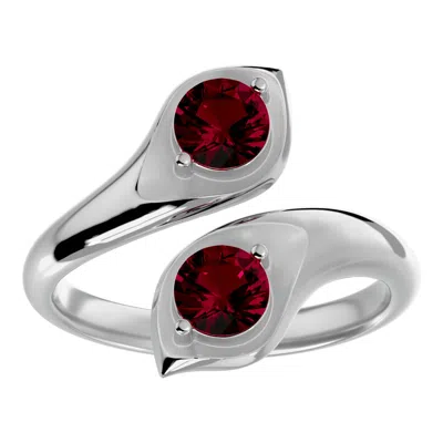 Sselects 1 Carat Two Stone Ruby Ring In 14 Karat White Gold In Red