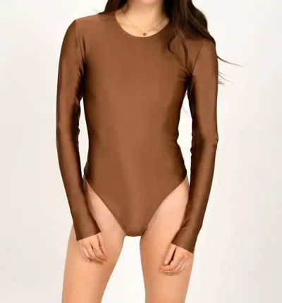 Rd Style Roxi High Crewneck Bodysuit In Copper In Brown