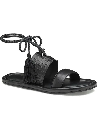 Johnston & Murphy Zoey Womens Faux Leather Ankle Wrap Slide Sandals In Black