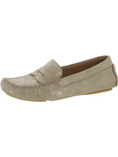Johnston & Murphy Maggie Womens Faux Suede Penny Loafer Loafers In Beige