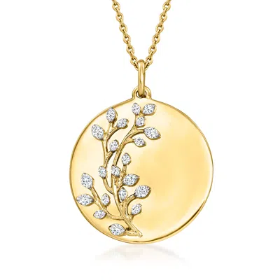 Ross-simons Diamond Vine Medallion Necklace In 18kt Gold Over Sterling