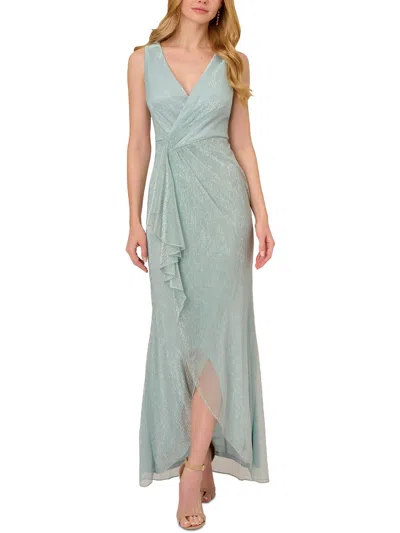 Adrianna Papell Womens Metallic Long Wrap Dress In Green