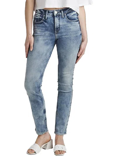 Silver Jeans Avery Womens High Rise Curvy Fit Straight Leg Jeans In Blue