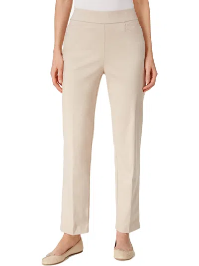 Alfred Dunner Petites Womens High Rise Slimming Straight Leg Pants In Beige