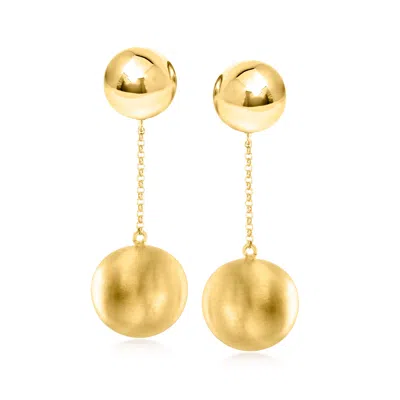 Ross-simons Italian 18kt Gold Over Sterling Double-ball Drop Earrings