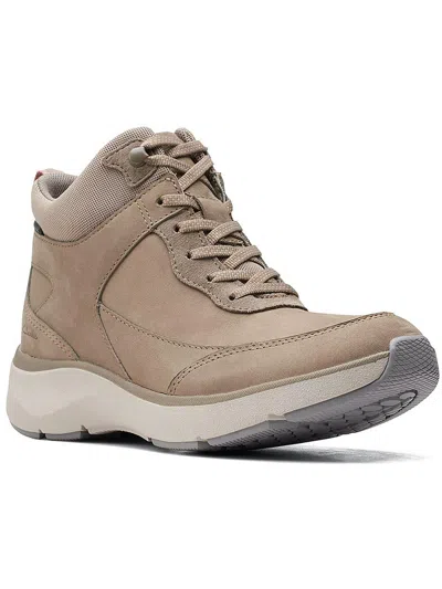 Clarks Wave 2.0 Mid Womens Suede Outdoor Hiking Boots In Beige