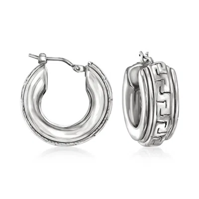 Ross-simons Italian Sterling Silver Greek Key Hoop Earrings
